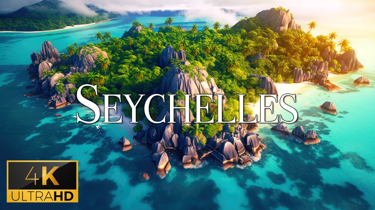 FLYING OVER SEYCHELLES (4K Video UHD) - Relaxing Music With Beautiful Nature Film For Stress Relief