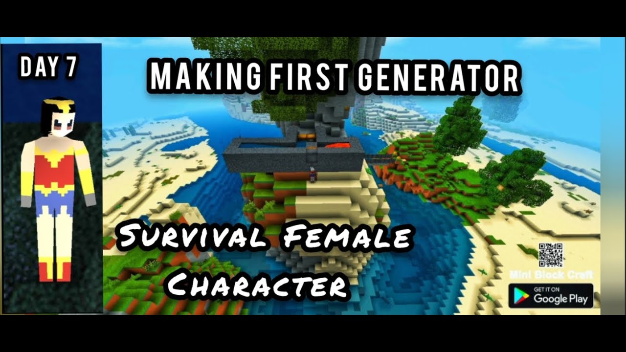 Survival series season 5 Female Player Day 7 making generator Mini block craft