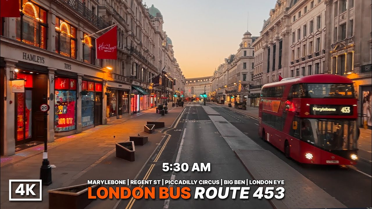 London Before the City Wakes! 🌅 5:30 AM Golden Hour Bus Ride Across Westminster Bridge | Route 453