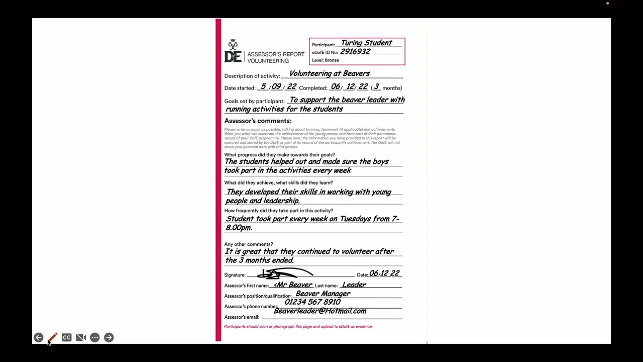 How to complete sections of my DofE award