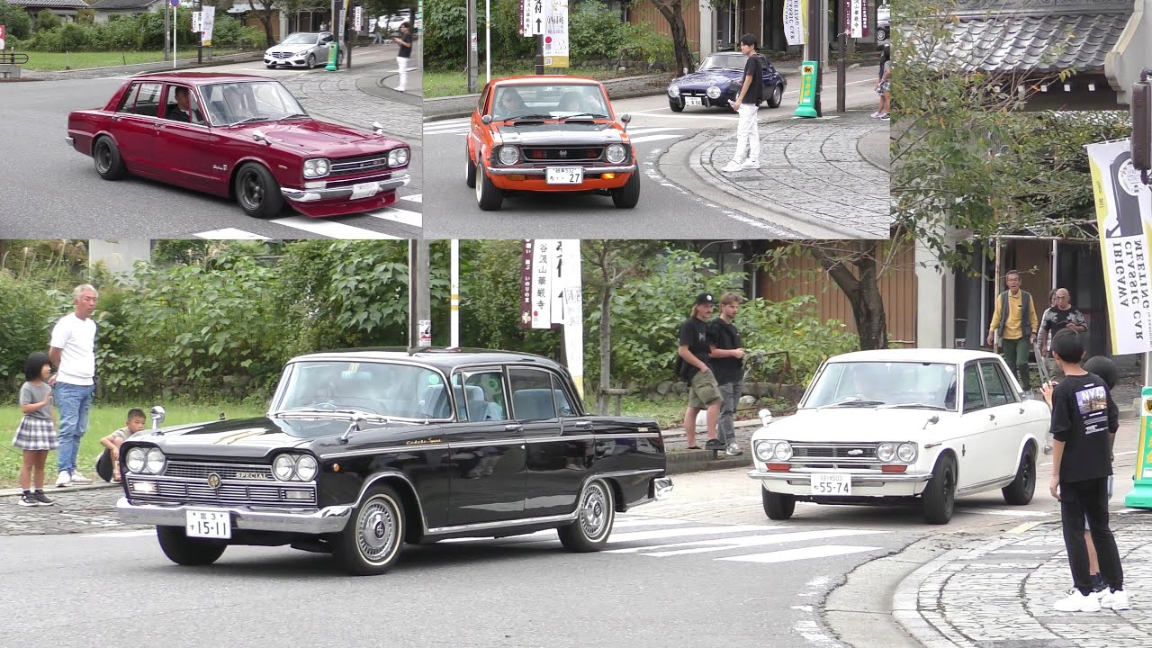 いび川クラシックカーミーティング in TANIGUMI 2025「車両の退出(山門前交差点)」13：45 頃～15：01頃まで
