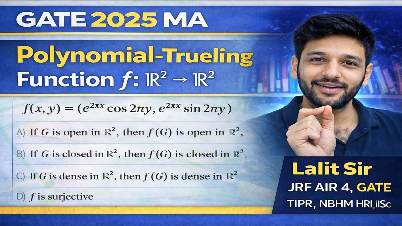 GATE 2025 MA Question 53 | Continuous Function R2→R2R2→R2 | Open, Closed & Dense Sets