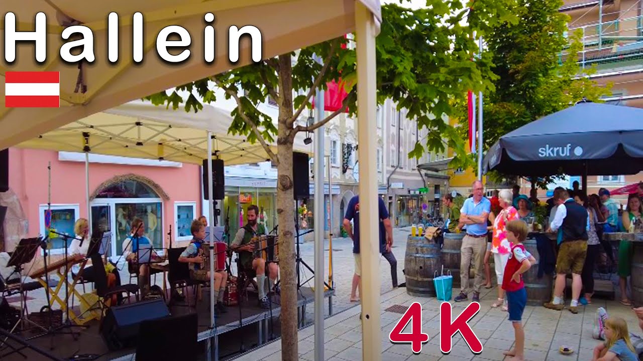 Hallein - Salzachstadt a cozy Austria village walking in 4K