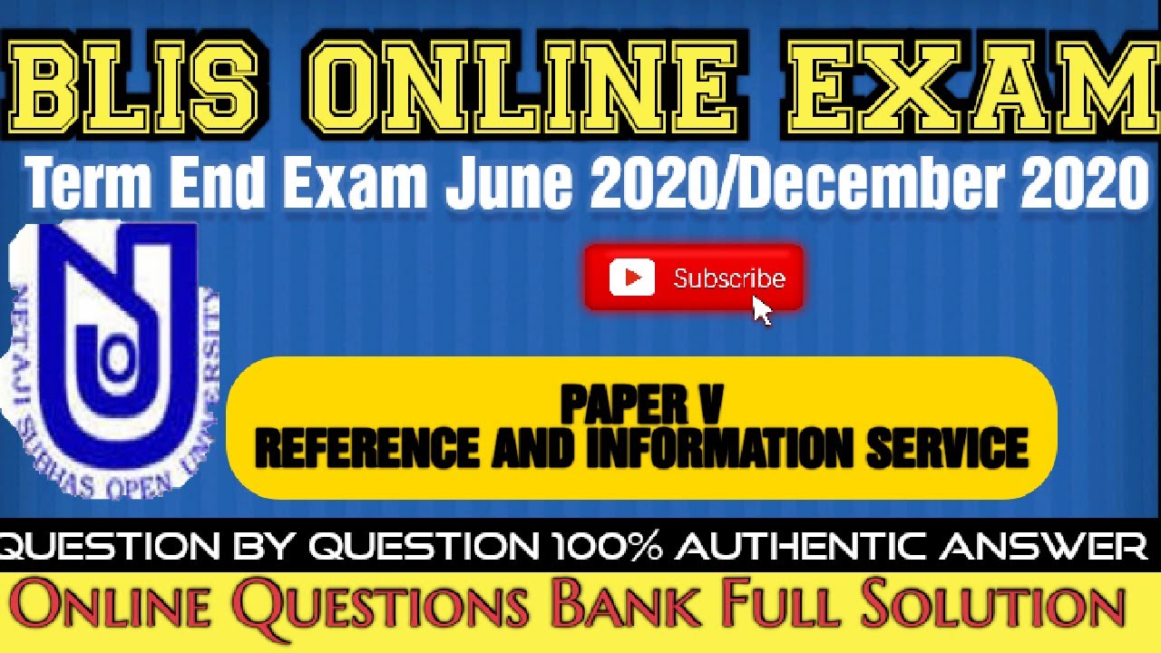 BLIS TERM END EXAM 2020 | QUESTION BANK SOLUTION |  PAPER 5 Solve | NSOU ONLINE EXAM
