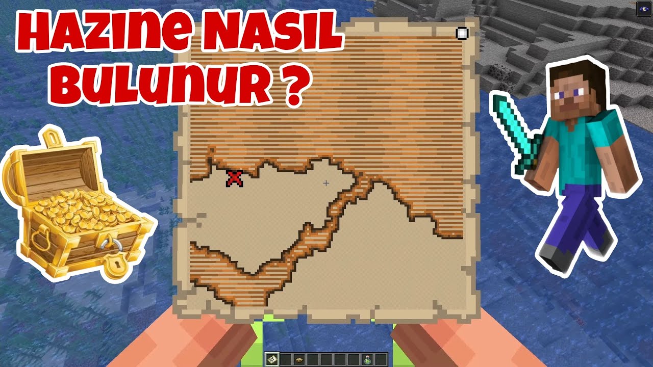 G&Ouml;M&Uuml;L&Uuml; HAZİNE HARİTASI İLE HAZİNE NASIL BULUNUR | Minecraft