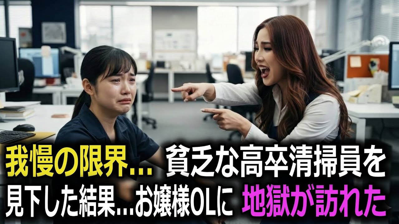 2年間いじめられ続けた貧乏な高卒清掃員。会社のお嬢様OLに、強烈な仕返しをする…！