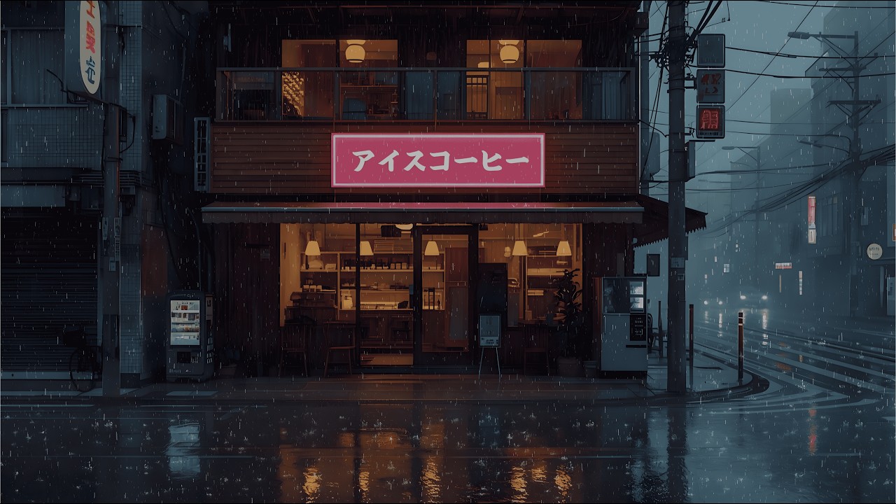 Rain Falling on a Quiet Japanese Street 🌧️ Gentle Lofi Night Music for Sleep and Relaxation