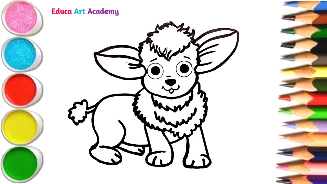 Baby Cartoon Goat Drawing, Coloring, Painting for Kids || How to Draw a Goat and Animation