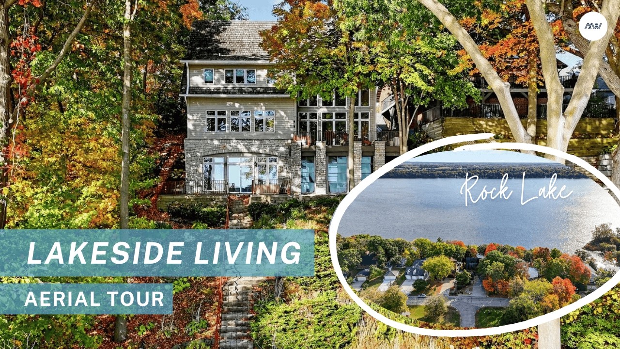 Lakeside living on Rock Lake | Aerial Tour Lake Mills, WI