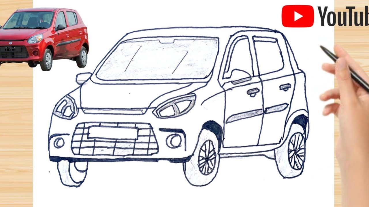 How to draw🤑 Lord Alto🤑 outline sketch.#car outlines#howtodraw #@AVINAV_ART_ZONE  #car#video😎