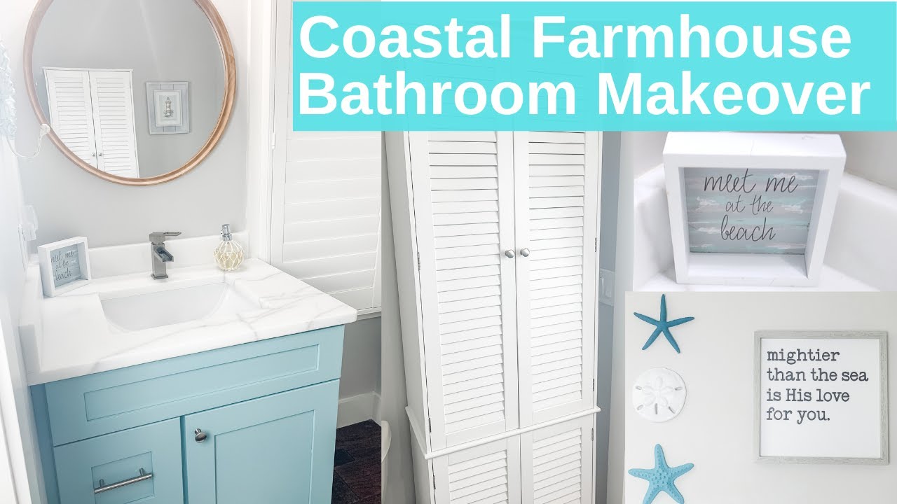 Coastal Farmhouse Bathroom Makeover | DIY Modern Coastal Farmhouse Bathroom Makeover