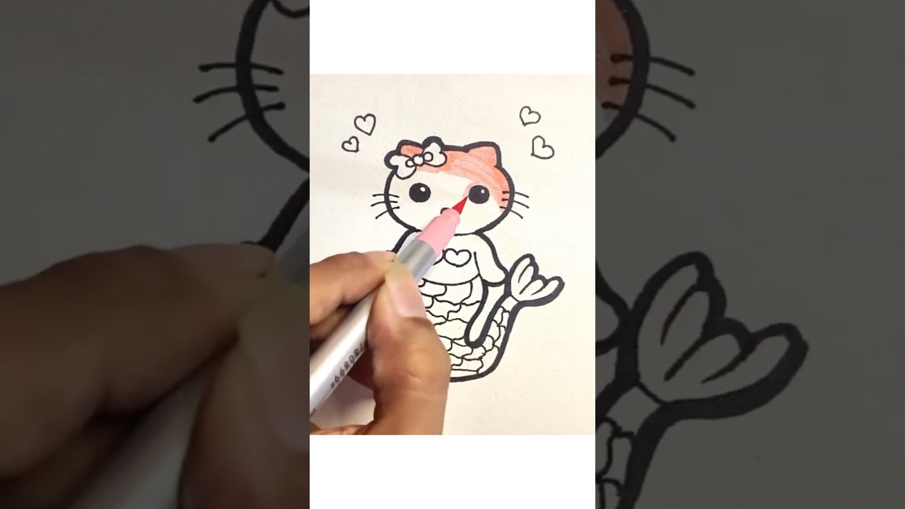 Kitty Mermaid Drawing ⭐🤩#shorts #trendingshorts #kidart