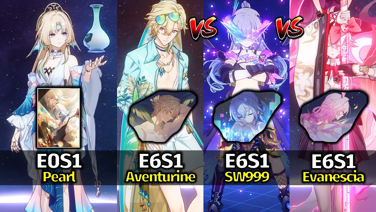 E0S1 Pearl x E6 Elation DPS Comparison (Aventurine, SW999, Evanescia) | Honkai: Star Rail 4.6