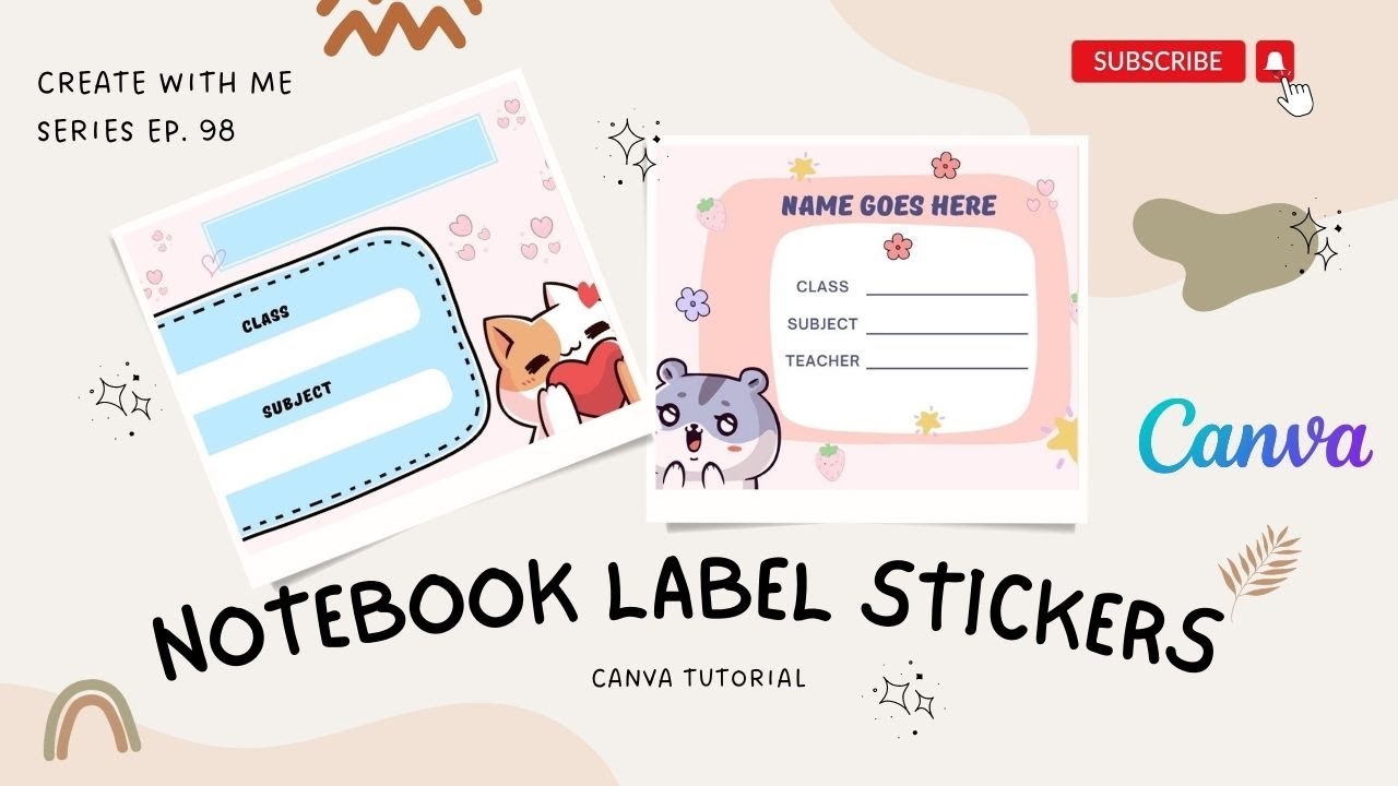 How To Create Printable Notebook Label Stickers In Canva | Student Name Card