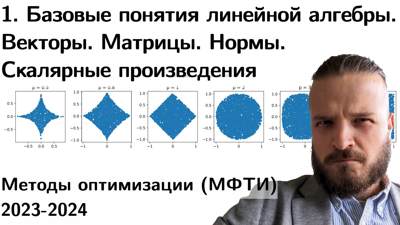 1. Базовые понятия линейной алгебры. Векторы. Матрицы. Нормы. Скалярные произведения. МФТИ 2023