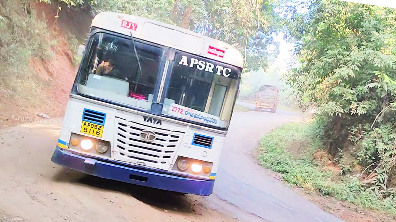 APSRTC Bus Driver Struggling to Drive on Uphills Ghat Road - Bus Videos - Crazy Bus Driving