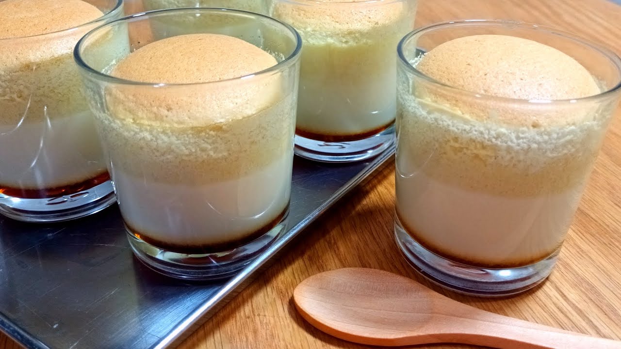 حلى الأكواب الفاخر،كاسات الكريم كراميل مع كيك الكاستيلا | Cups of Crème Caramel with Castella Cake
