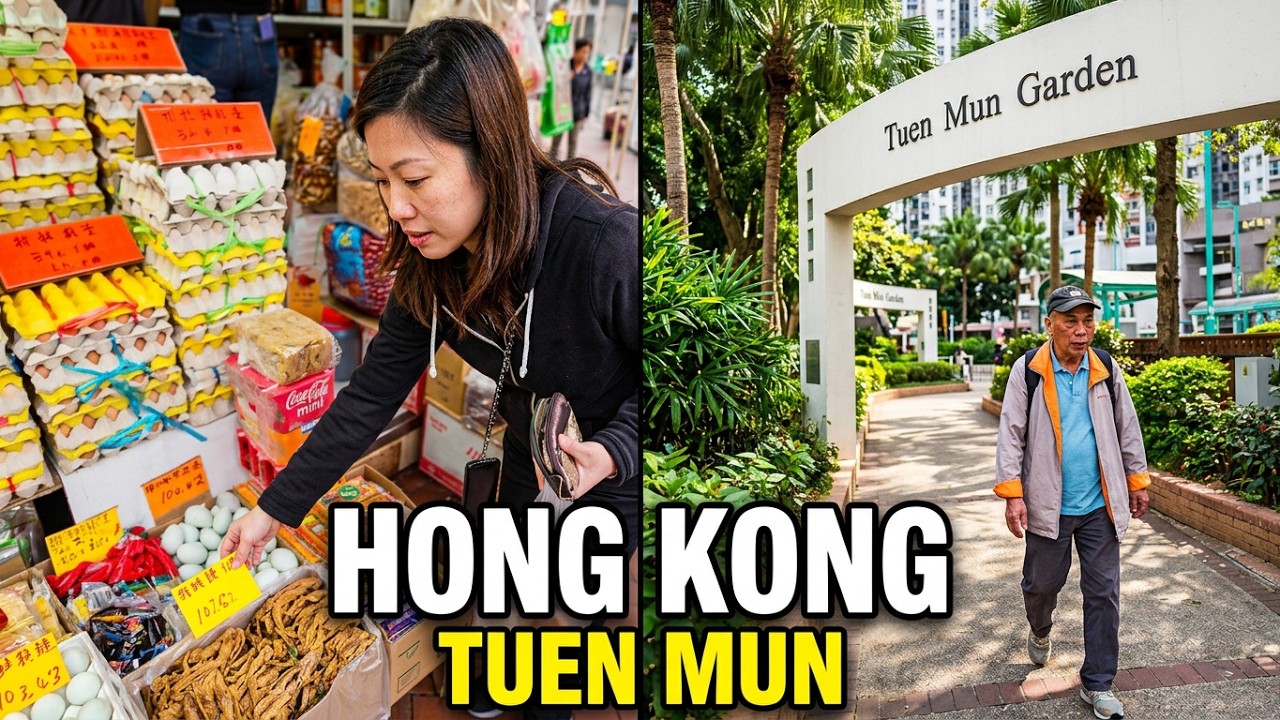 🌟 4K Hong Kong walking Tour: Tuen Mun&rsquo;s SAN HUI MARKET! | Sunday Shopping & Park Adventures