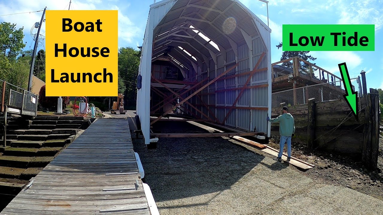 Launching a boathouse into the water