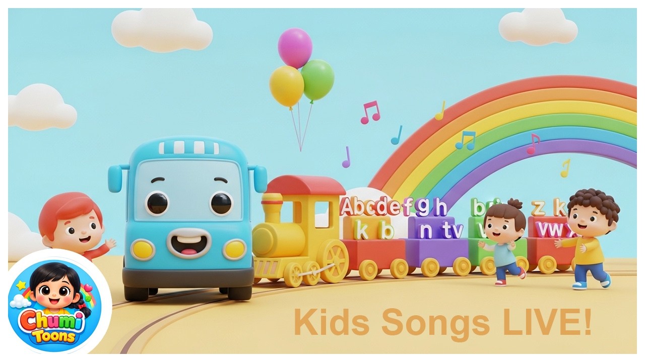 Wheels on the Bus + ABCD Train + Opposites Song 🚍🚆 | ChumiToons Kids Songs LIVE