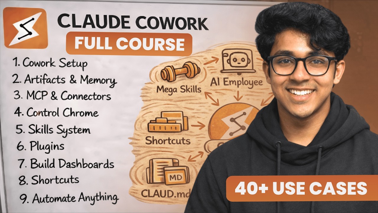 Claude Cowork Full Course: 44 Use Cases, 7 Phases, Automate Anything