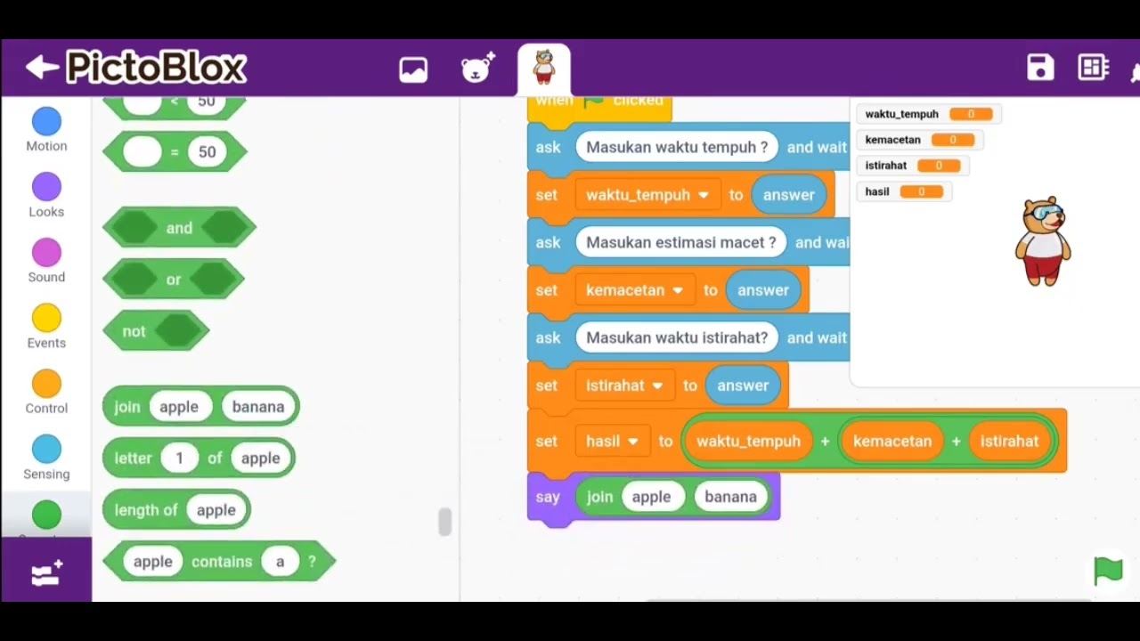 Dasar Coding : Menghitung Waktu Tempuh dengan Pictoblox