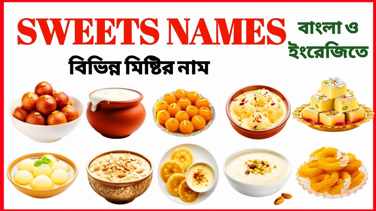 Sweet Name 🧁| বিভিন্ন মিষ্টির নাম | 20 Sweet Name for Kids | Sweet Name in English with Pictures | 