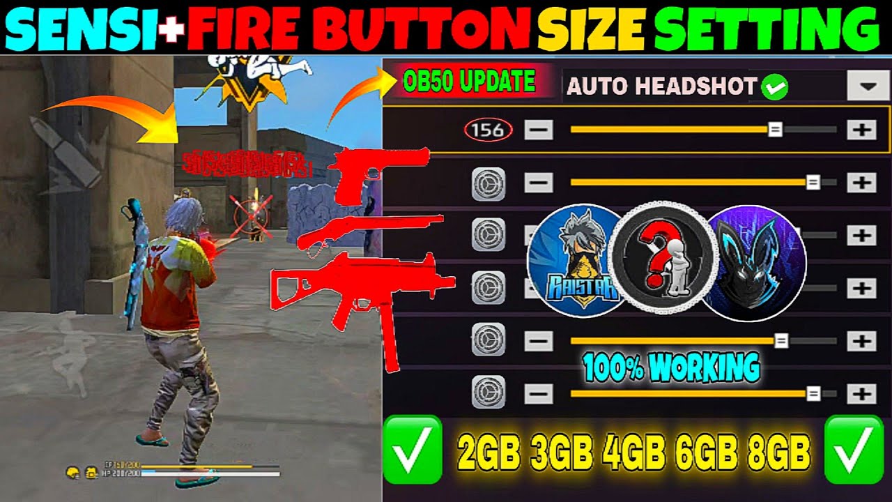 Free Fire Max Auto Headshot Trick 2025 Sensitivity ⚙️ 2gb, 3gb, 4gb Ram Headshot Sensitivity Setting