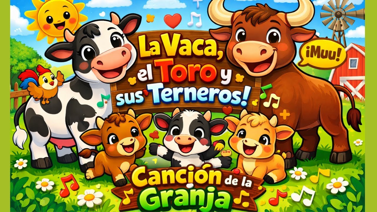 🐄 La Vaca, el Toro y sus Terneros 🐂 | Canción Infantil de la Granja | Familia Feliz 🐮🎵