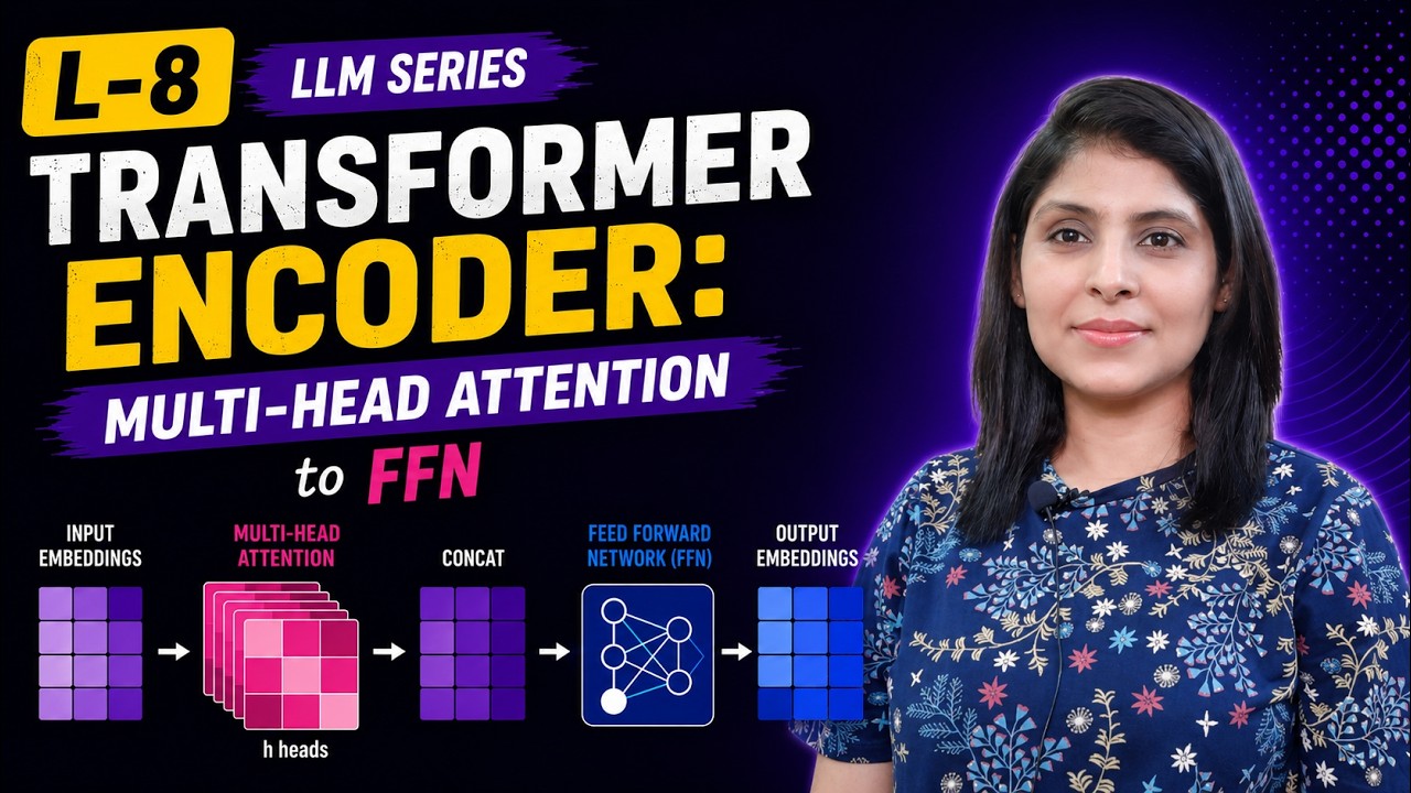 L-8 | Transformer Encoder: Multi-Head Attention to FFN (Full Math)