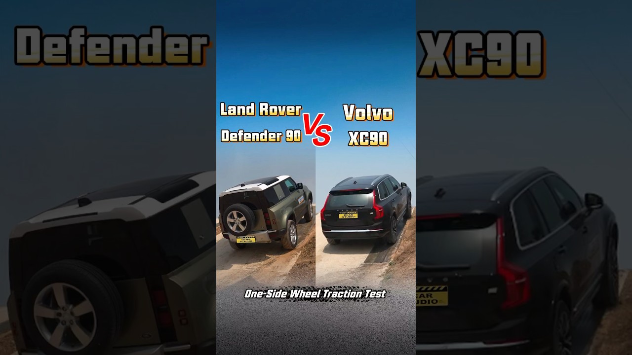 Land Rover Defender 90 vs Volvo XC90 One-Side Wheel Traction Test#landrover  #volvo #suv #offroad