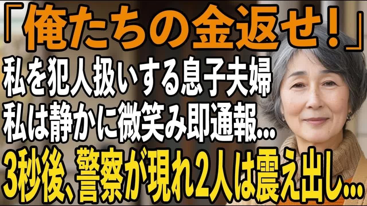 「俺たちの金を返せ！」買い物から帰宅した直後殴ってきては私を”犯人扱い”する息子夫婦。私は静かに微笑み「警察を呼びます」→警察を見た3秒後、2人は震え出し実は【シニアライフ】【60代以上の方へ】