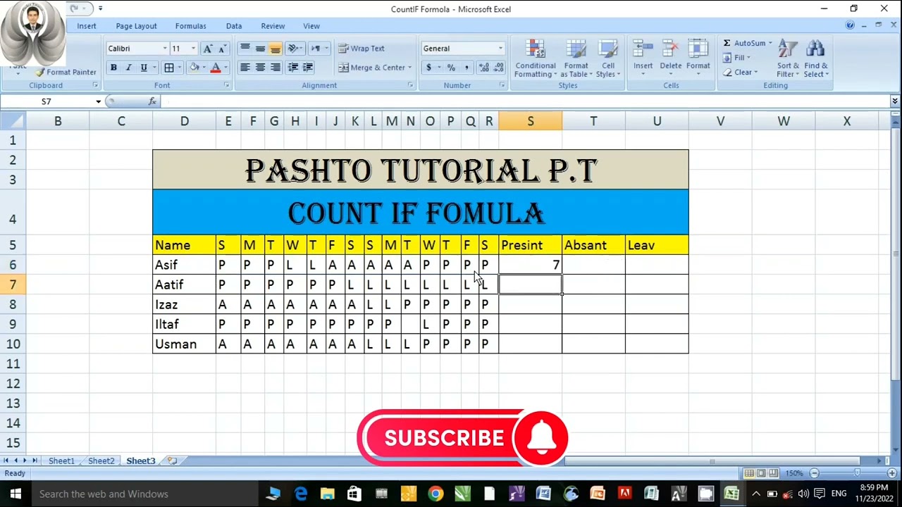 PashtoTutorial#microsoftexcel#  #countif #computercourse #real #formula #exceltutorial #viralvideo#