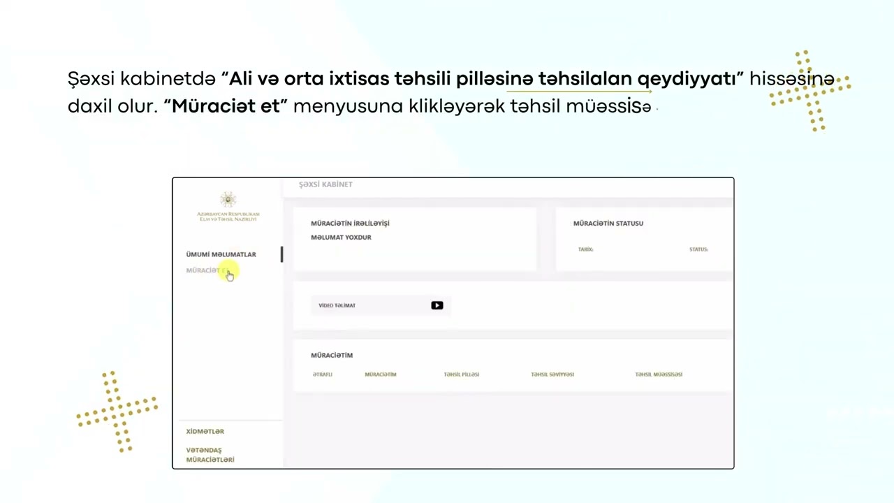 Ali təhsil m&uuml;əssisələrinə qəbul olanlar &uuml;&ccedil;&uuml;n qeydiyyat prosesinə dair təlimat