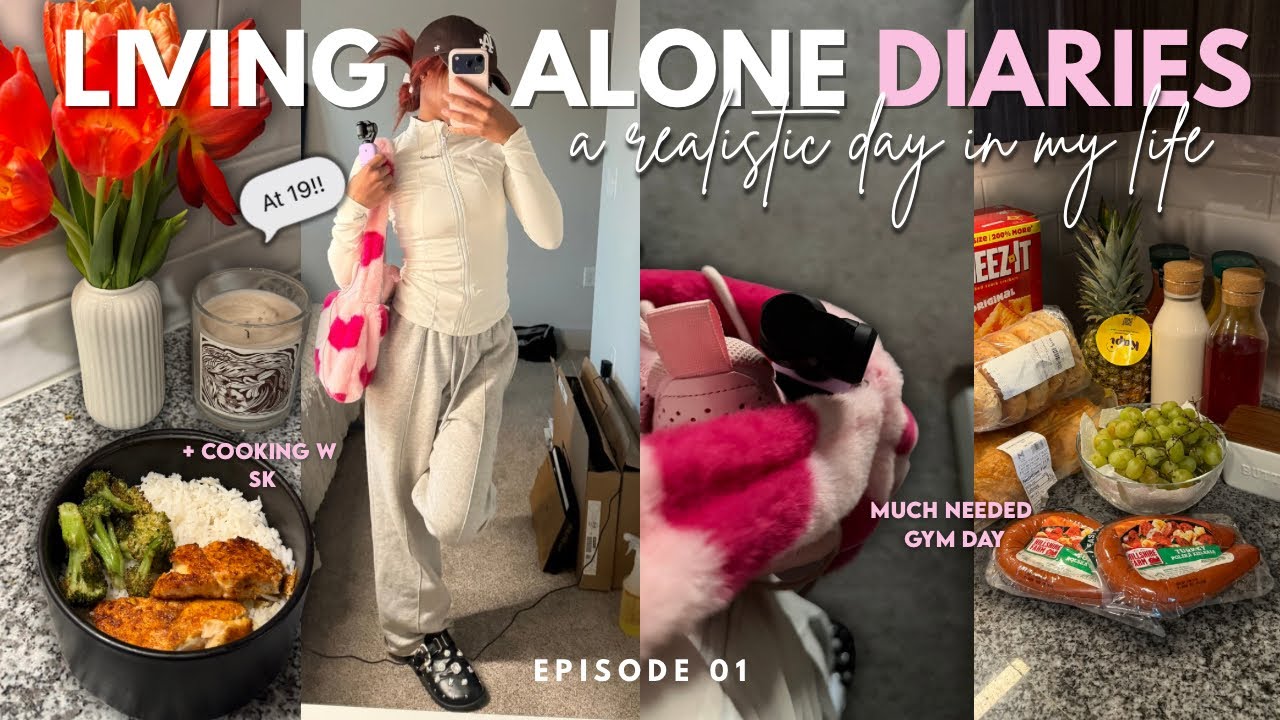 LIVING ALONE for the FIRST TIME at 19 | let’s grocery shop, gym, cook w me.. im adulting 
