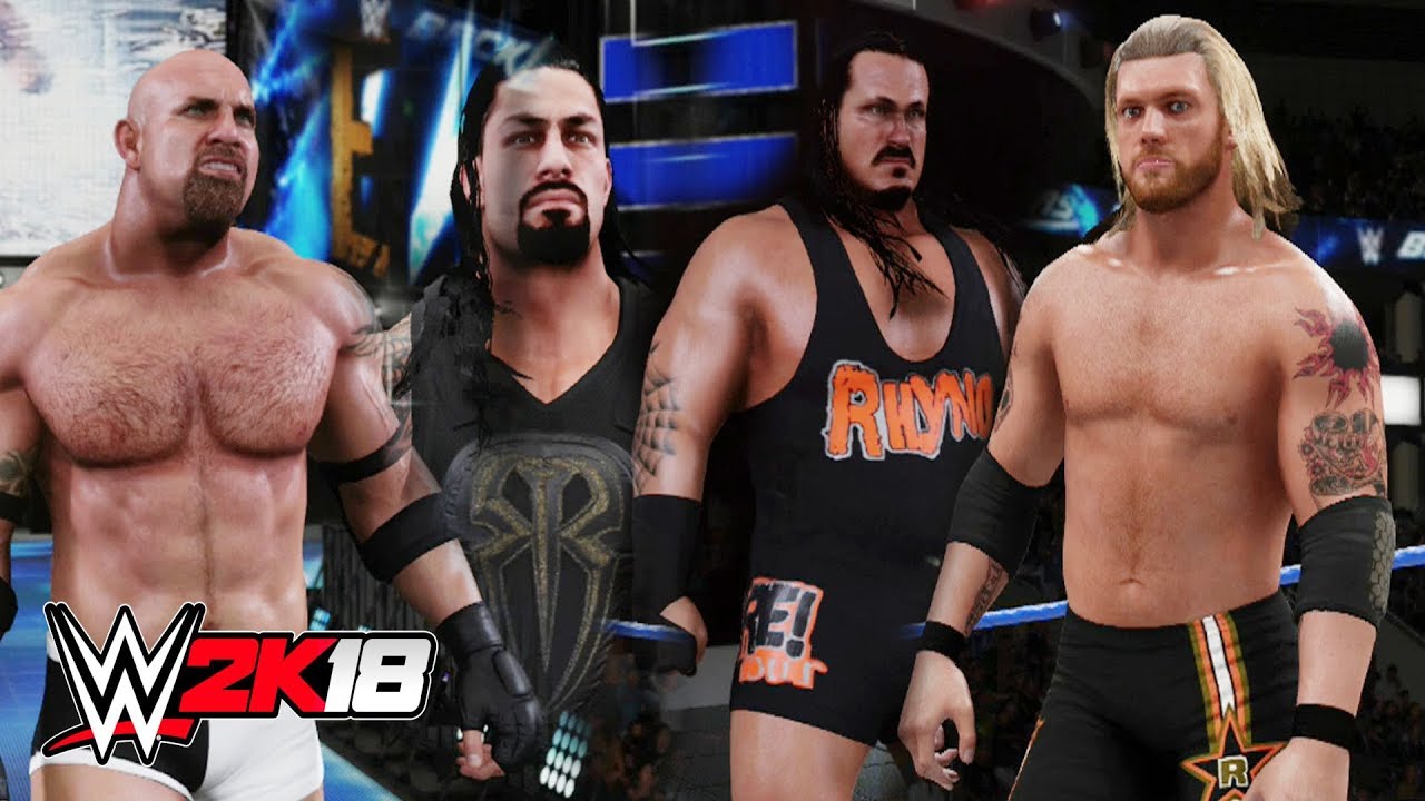 Goldberg SPEAR Vs Roman Reigns SPEAR Vs Edge SPEAR Vs Rhyno Gore - WWE 2K18