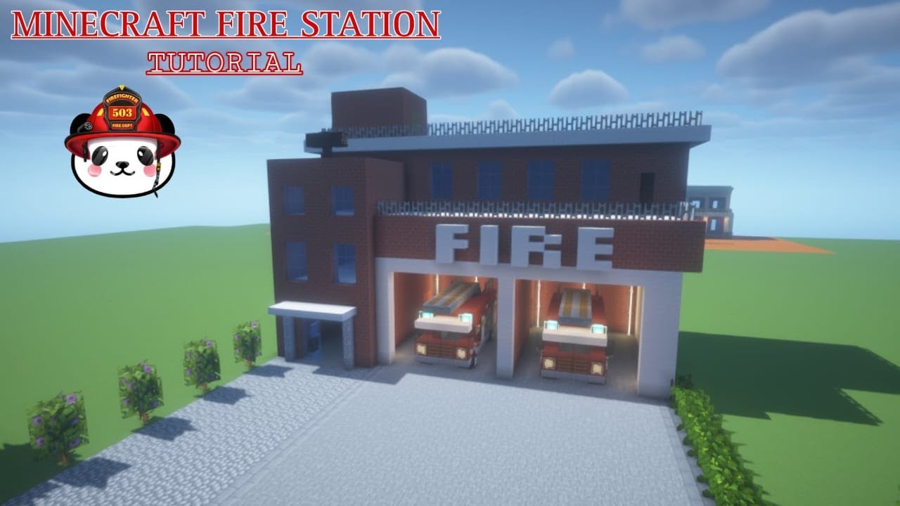 How to Build a Fire Station 🧯 In Minecraft 🐼 | Fire Station 🚒 | Minecraft |