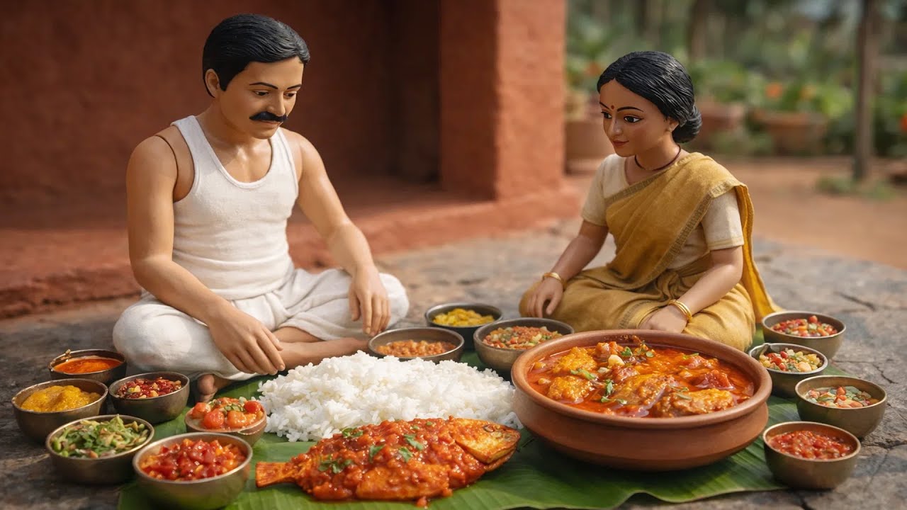 Miniature Doll Cooks Fish in Tomato Sauce - Indian Family | Indian Village Tiny Kitchen Story