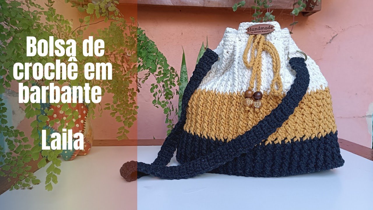 Bolsa de croche Laila em barbante passo a passo