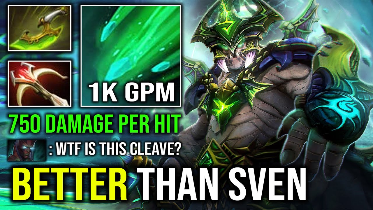 WTF BETTER THAN SVEN 1v5 Cleave Raid Boss 750 Damage Per Hit 1K GPM Super Carry Underlord Dota 2