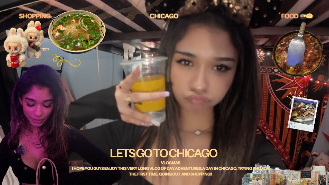 Visiting Chicago a Vlogmas special 🏙️ Trying 🍜 Pho, New foods🥟, party night 🪩 Christmas ❄️ Shopping