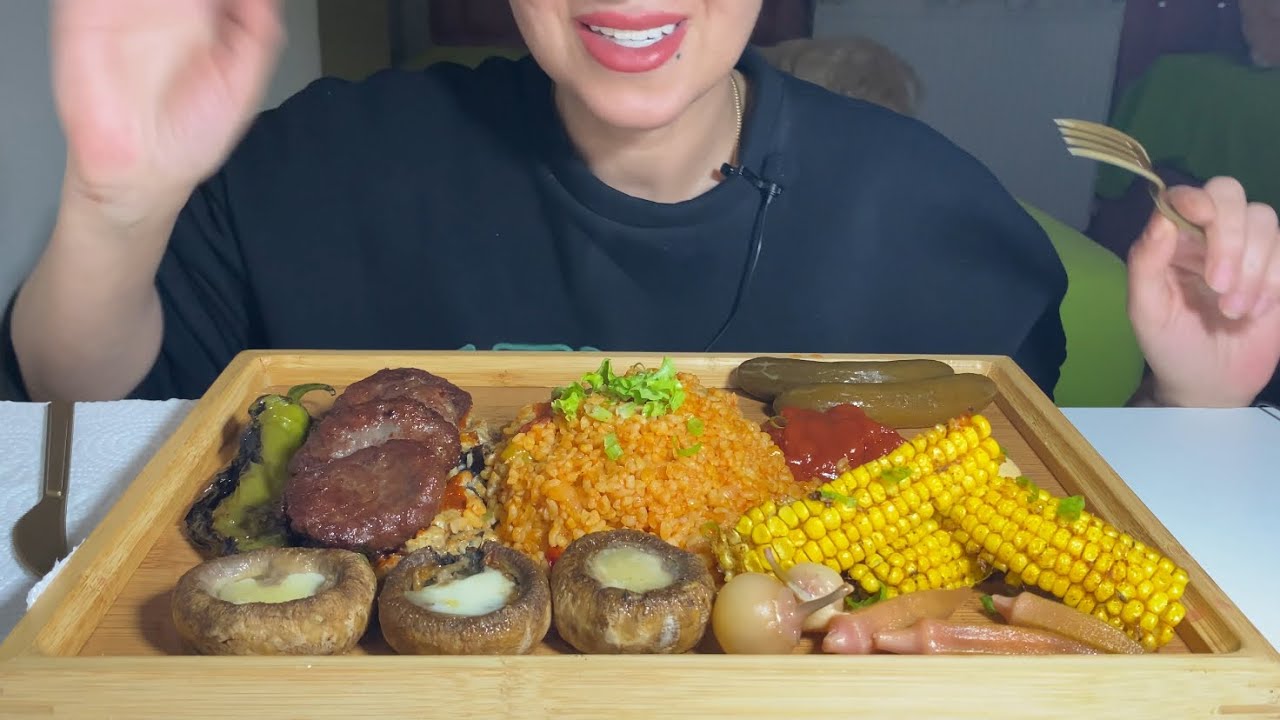 Köfte, Mantar, Patlıcan Mezesi, Meyhane Pilavı, Mısır Kaburga ASMR / Alt Yazılı | Türkçe ASMR