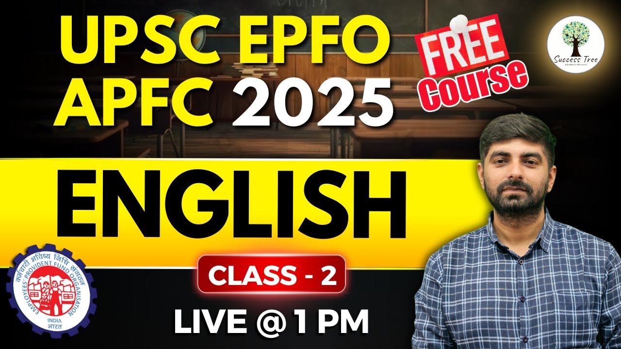 UPSC EPFO APFC Free Course| English Language- Class-2 | CRT EPFO EO/AO and APFC 2025 | Success Tree