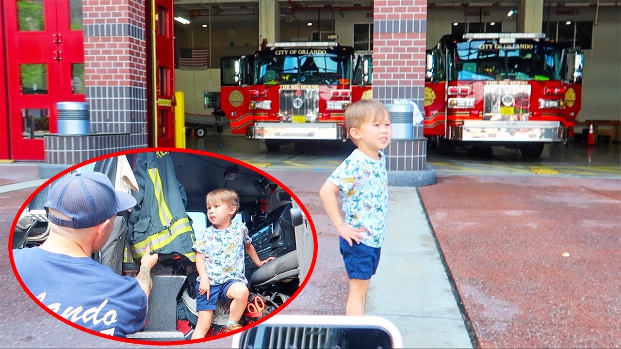 Toddler Surprise Trip To Fire Station! (SITS IN FIRETRUCK)