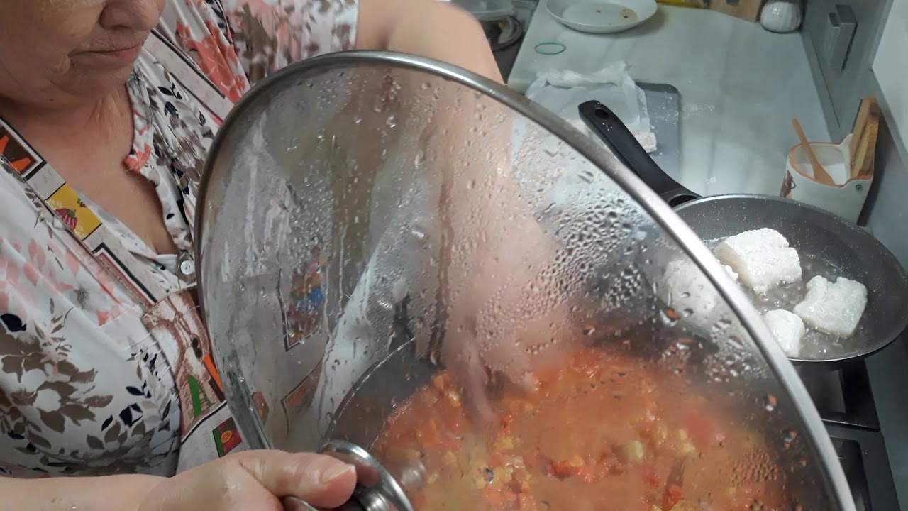 Sanfaina con bacalao  ,rico rico