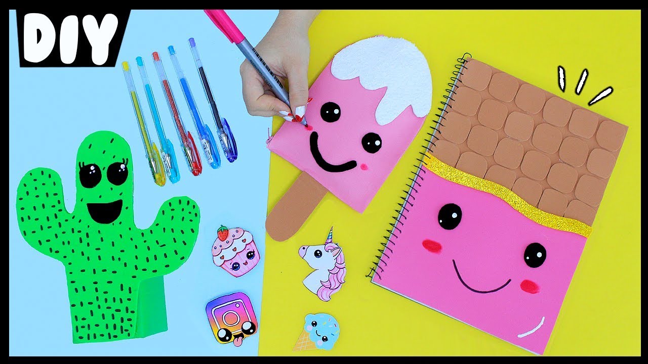 DIYs MATERIAL ESCOLAR KAWAII 2018 | Caderno, Estojo, Porta Lápis e +