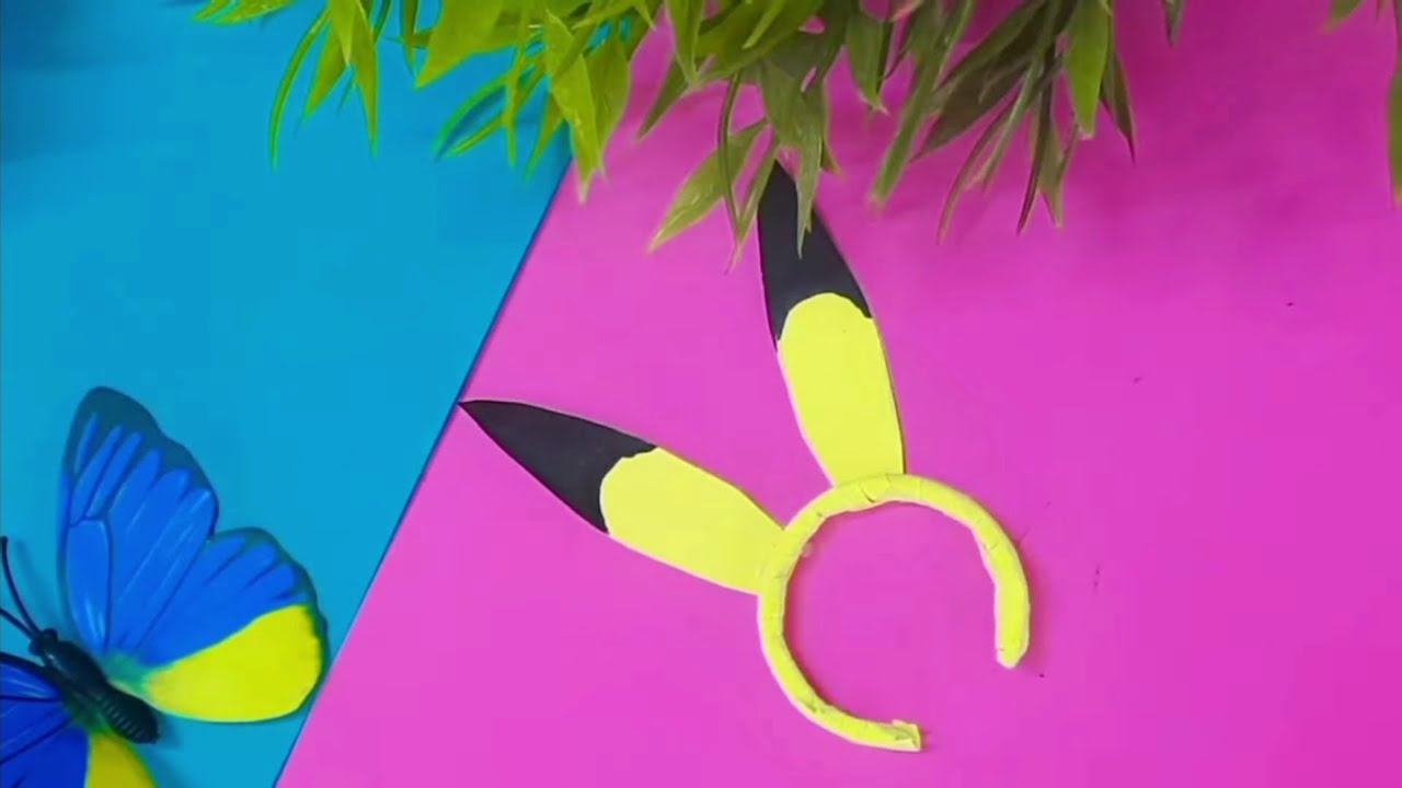 how to make Pikachu paper headband DIY / how to make/ Pikachu headband 💖