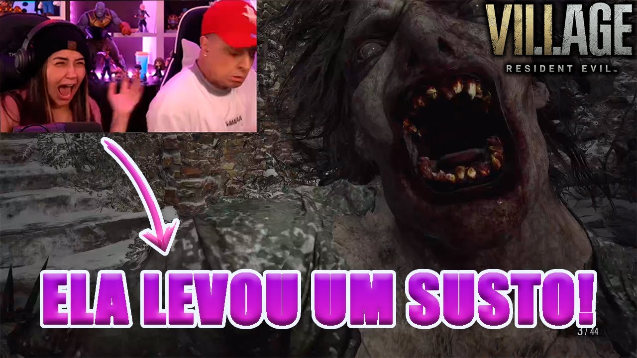 CORINGA E TAINÁ COSTA JOGANDO RESIDENT EVIL VILLAGE COMPLETO