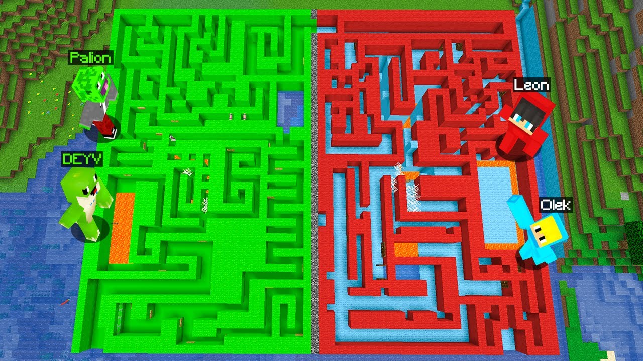POŁOWA LABIRYNTU DEYV i PALION vs OLEK i LEON w Minecraft!