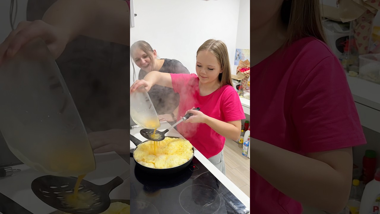 Daughter's Cooking Show Gone Wild! Mom Can't Believe It! 😂 #funny #familytime#couple